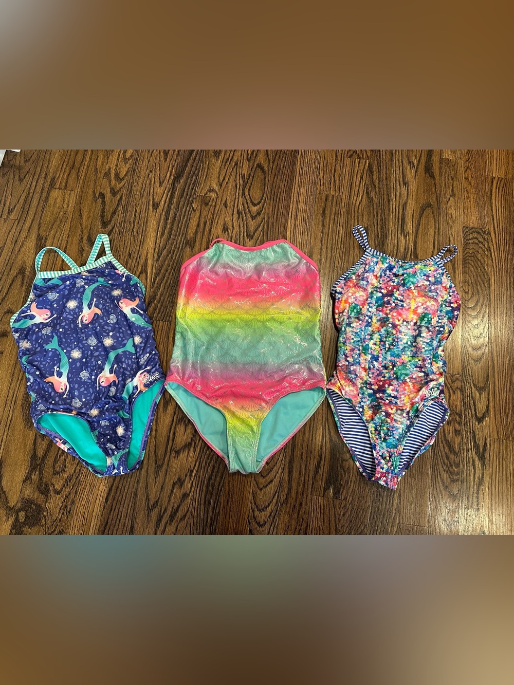 Gymboree Pink-Trim Turquoise & Pastel Print Girls' Swimsuit Set